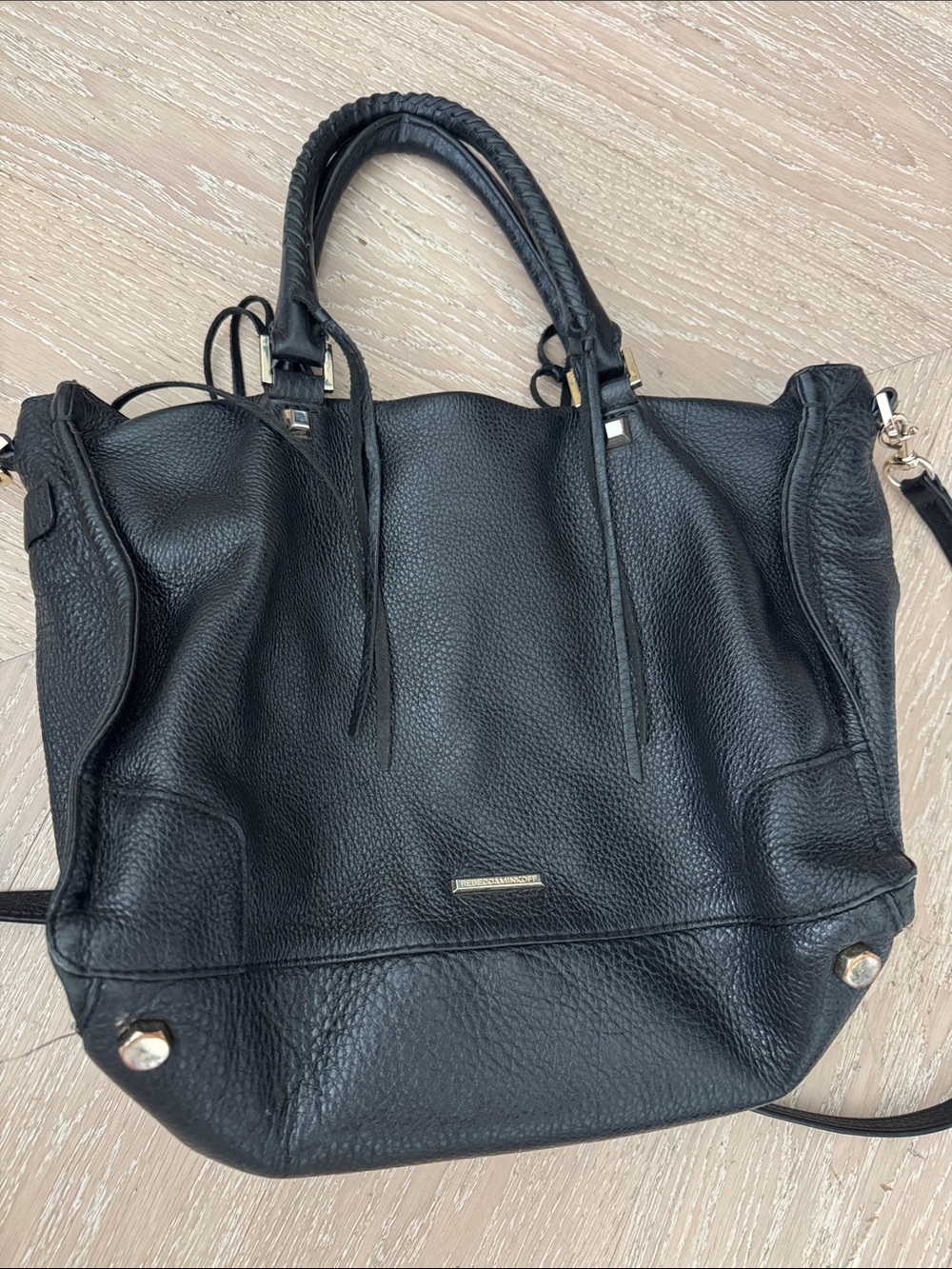 Rebecca Minkoff Regan Black Leather Satchel Bag - Picture 3 of 4
